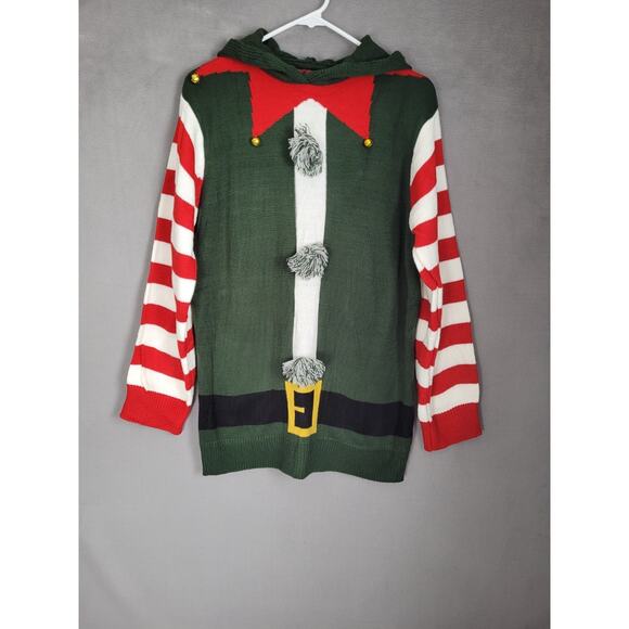 For G and PL Womens Christmas Ugly Knit Elf Sweater Tunic with Hood Large - Picture 2 of 5